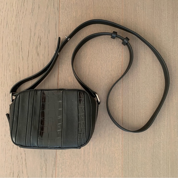 French Connection Black Faux Leather Crossbody Bag - Picture 2 of 10